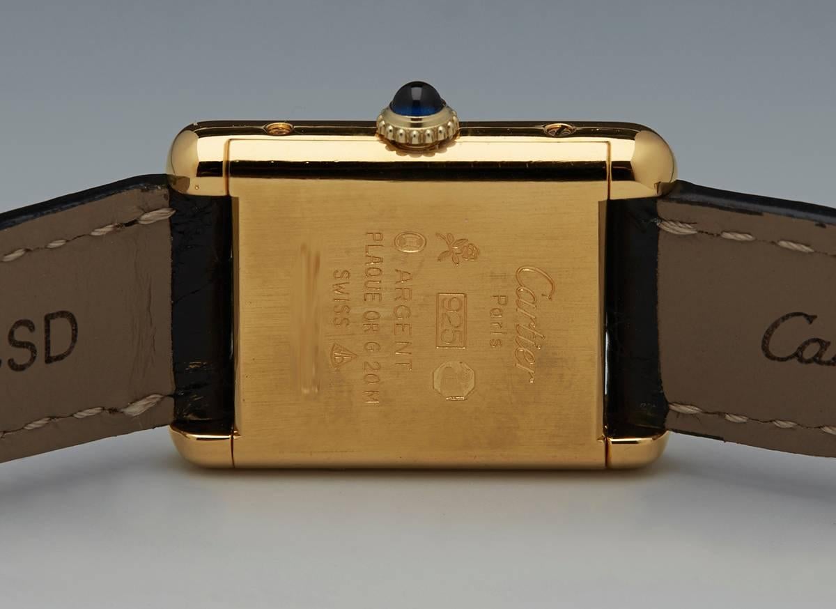 Carier Lady's Yellow Gold Plated Sterling Silver Must De Cartier Tank Wristwatch 1