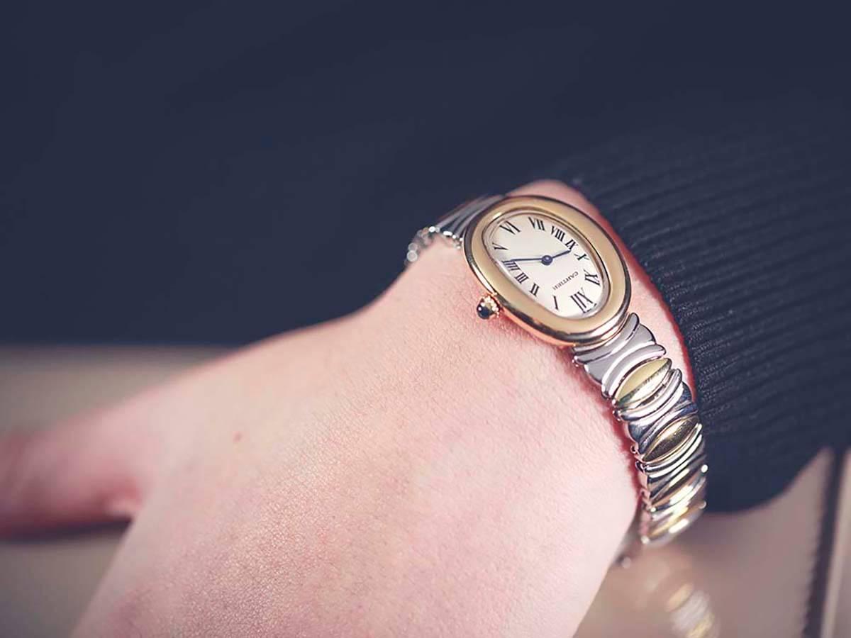 Cartier Lady's Yellow Gold Stainless Steel Baignoire Quartz Wristwatch 5