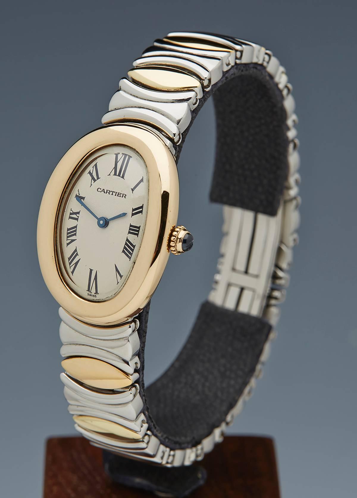 Cartier Lady's Yellow Gold Stainless Steel Baignoire Quartz Wristwatch In Excellent Condition In Bishop's Stortford, Hertfordshire