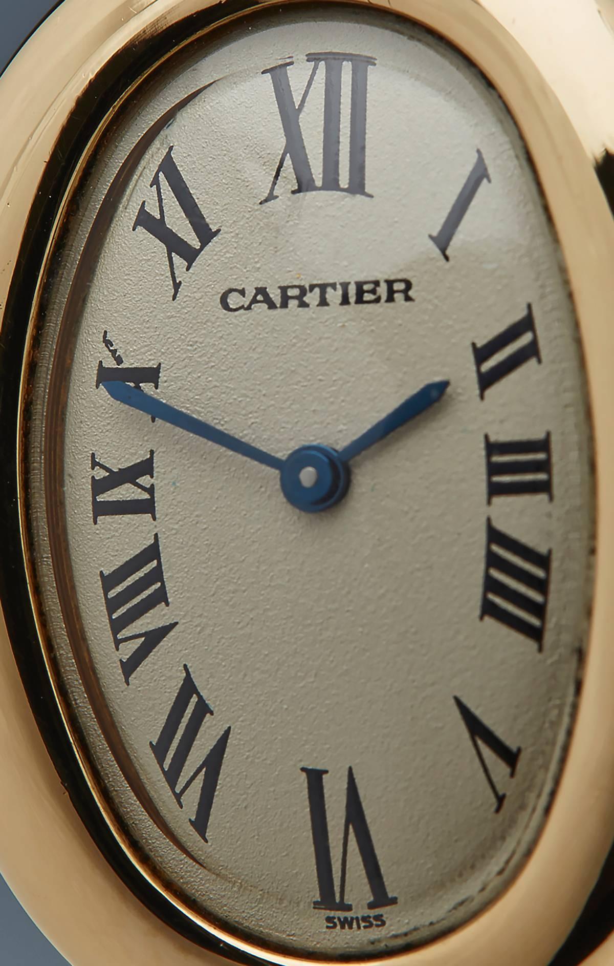 Women's Cartier Lady's Yellow Gold Stainless Steel Baignoire Quartz Wristwatch