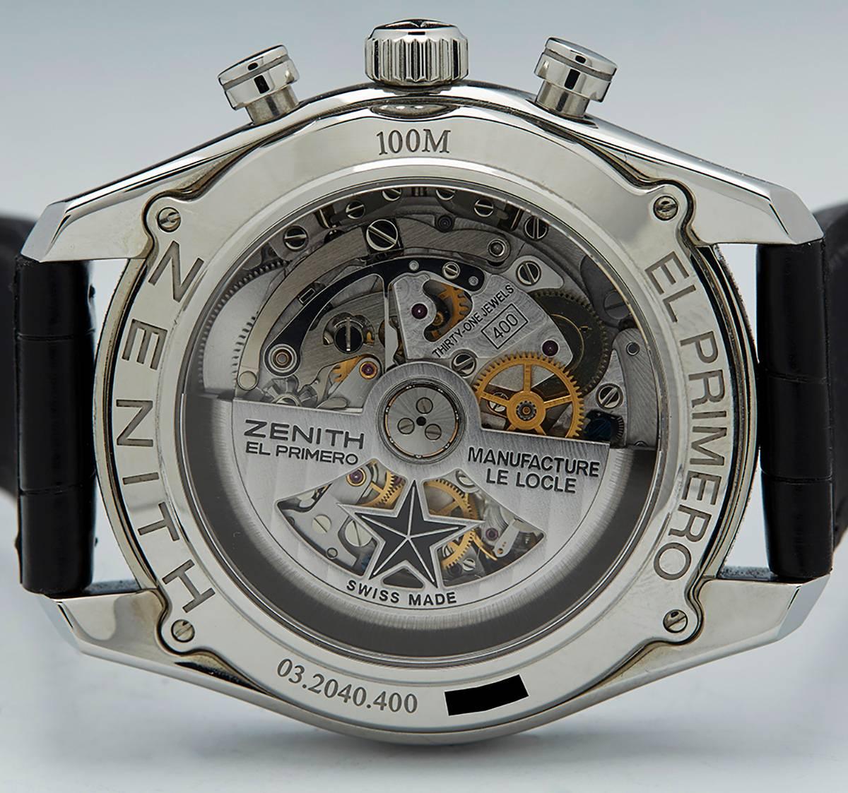 Zenith Stainless Steel El Primero 36, 000 VPH Chronograph Automatic Wristwatch 4