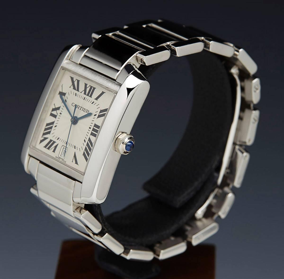Specifications

Movement: Automatic
Case: 18K White Gold
Case Diameter: 36.5mm by 28mm
Dial: White/Silver with Black Roman Numerals
Bracelet: 18K White Gold
Strap Length: Adjustable up to 17.0cm
Strap Width: At Case - 18mm/At Buckle -