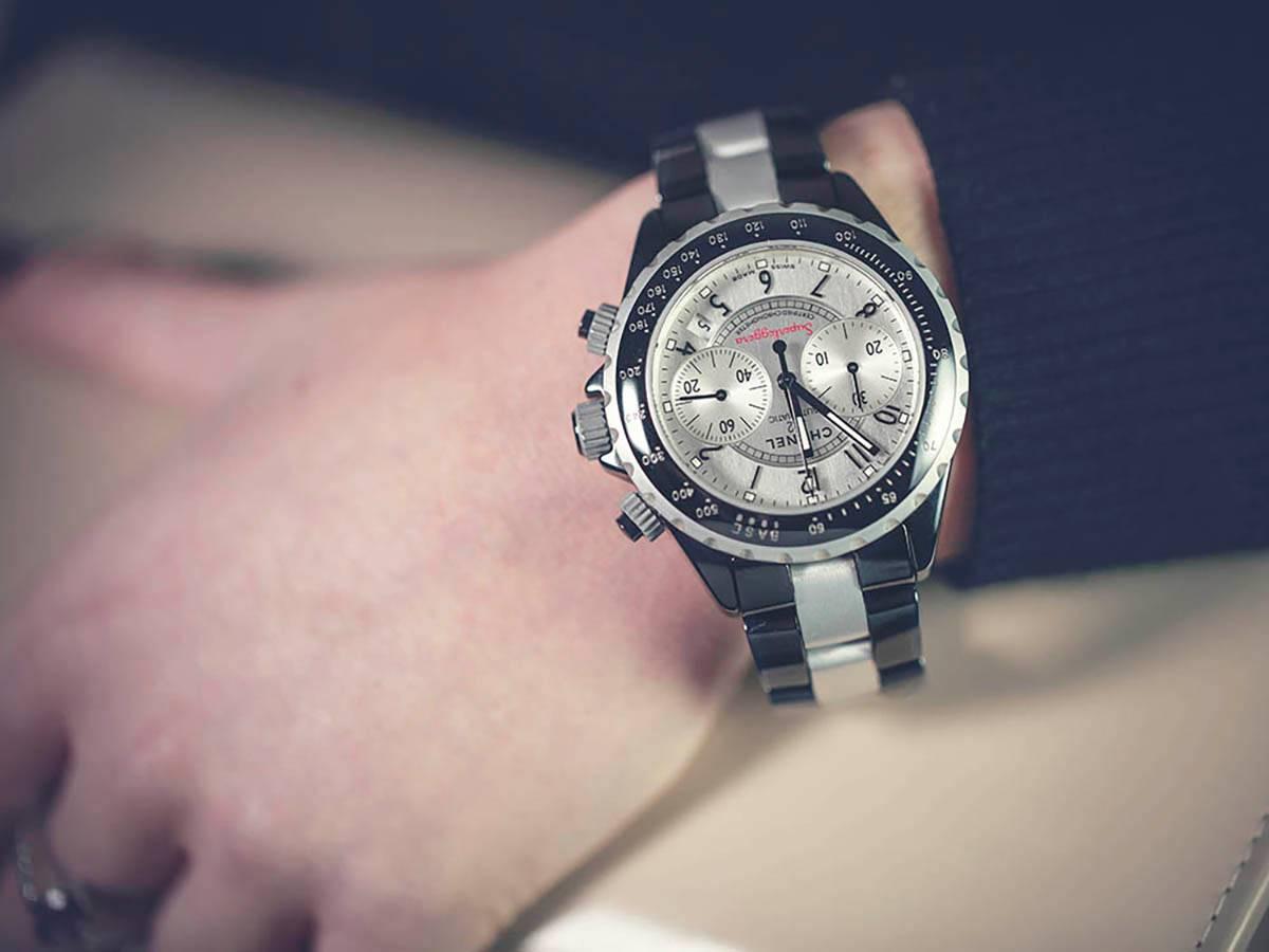 Chanel Stainless Steel Black Ceramic J12 Superleggera Chronograph Wristwatch  5