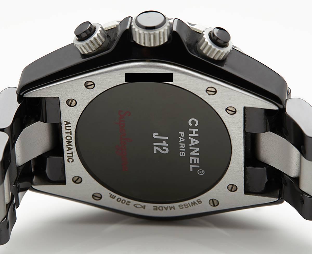 Chanel Stainless Steel Black Ceramic J12 Superleggera Chronograph Wristwatch  3