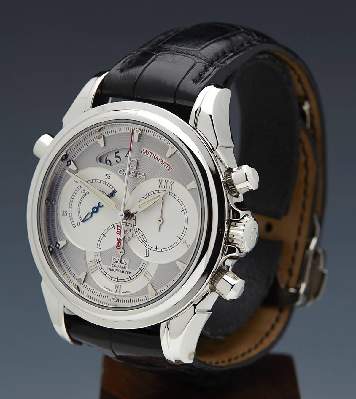 Specifications

Movement: Automatic
Case: Platinum
Case Diameter: 41mm
Dial: Grey/Silver
Bracelet: Black Crocodile Leather
Buckle: Deployment
Glass: Sapphire Crystal
Water Resistance: To Manufacturers Specification 
Age: 2007
Box &