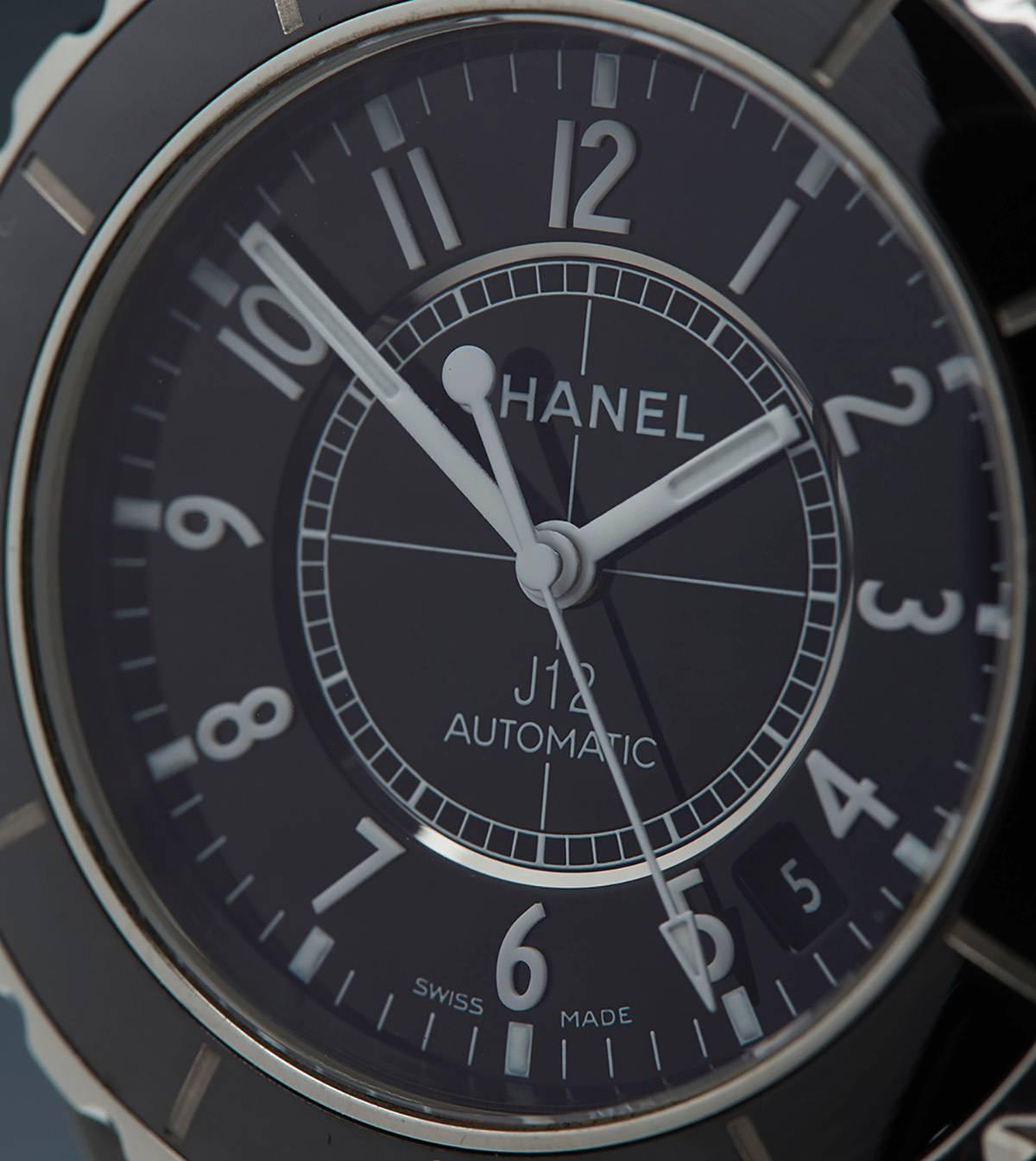 2006 Chanel Black Ceramic/Stainless Steel Unisex Watch H0685 In Excellent Condition In Bishop's Stortford, Hertfordshire