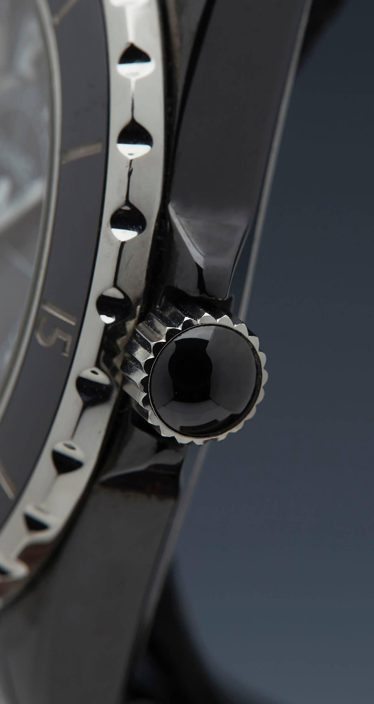 2006 Chanel Black Ceramic/Stainless Steel Unisex Watch H0685 1