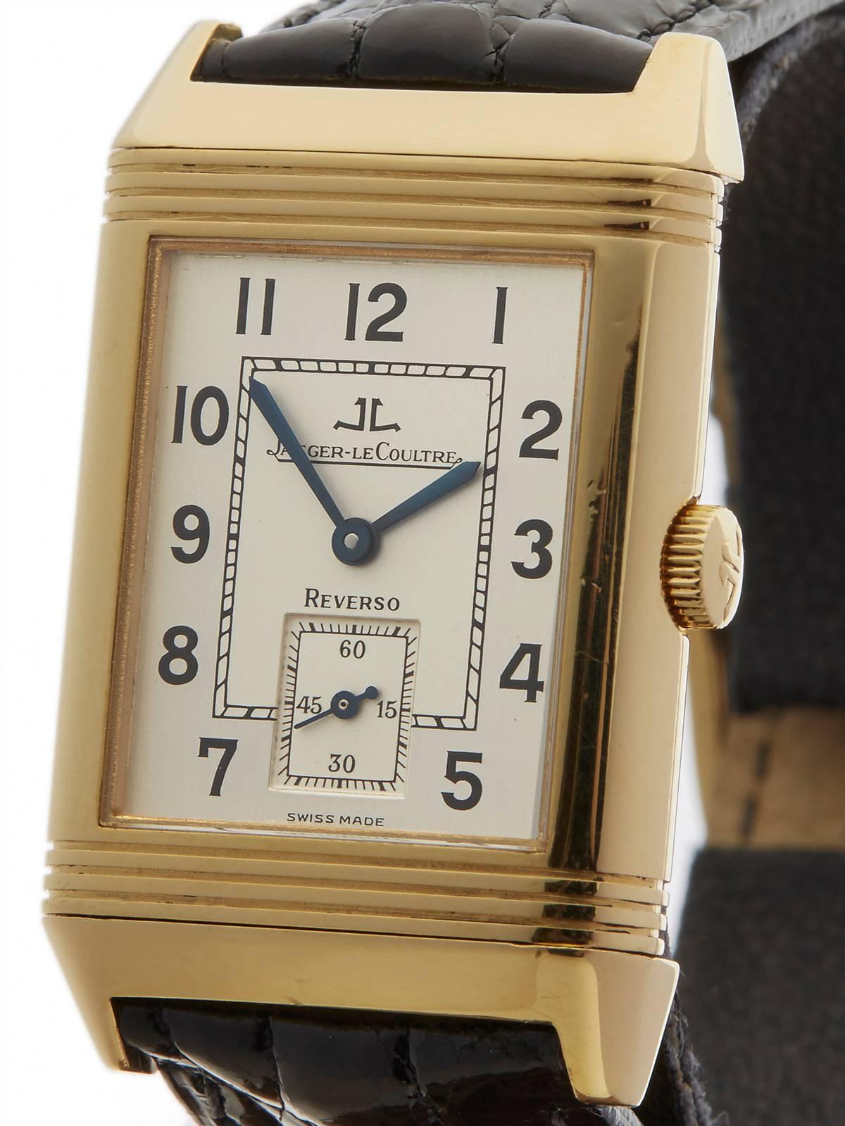 Jaeger-LeCoultre Yellow Gold Reverso Mechanical Wind Wristwatch In Excellent Condition In Bishop's Stortford, Hertfordshire