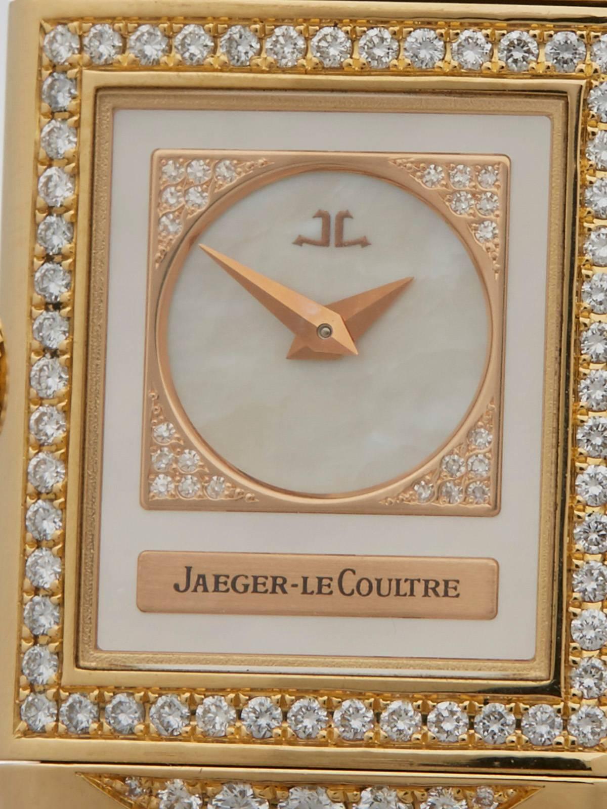Jaeger-LeCoultre Ladies Yellow Gold Diamond Mechanical Reverso Wristwatch  1