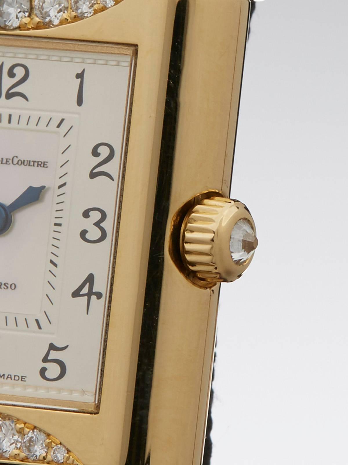 Jaeger-LeCoultre Ladies Yellow Gold Diamond Mechanical Reverso Wristwatch 2