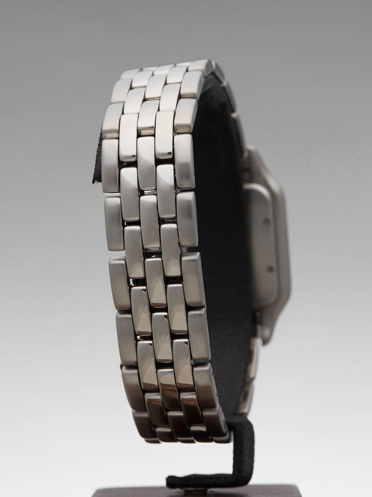 Cartier Stainless Steel White Roman Dial Panthere Quartz Wristwatch Ref W3284 3