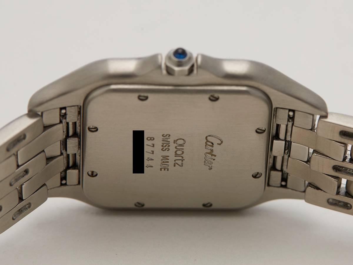 Cartier Stainless Steel White Roman Dial Panthere Quartz Wristwatch Ref W3284 4
