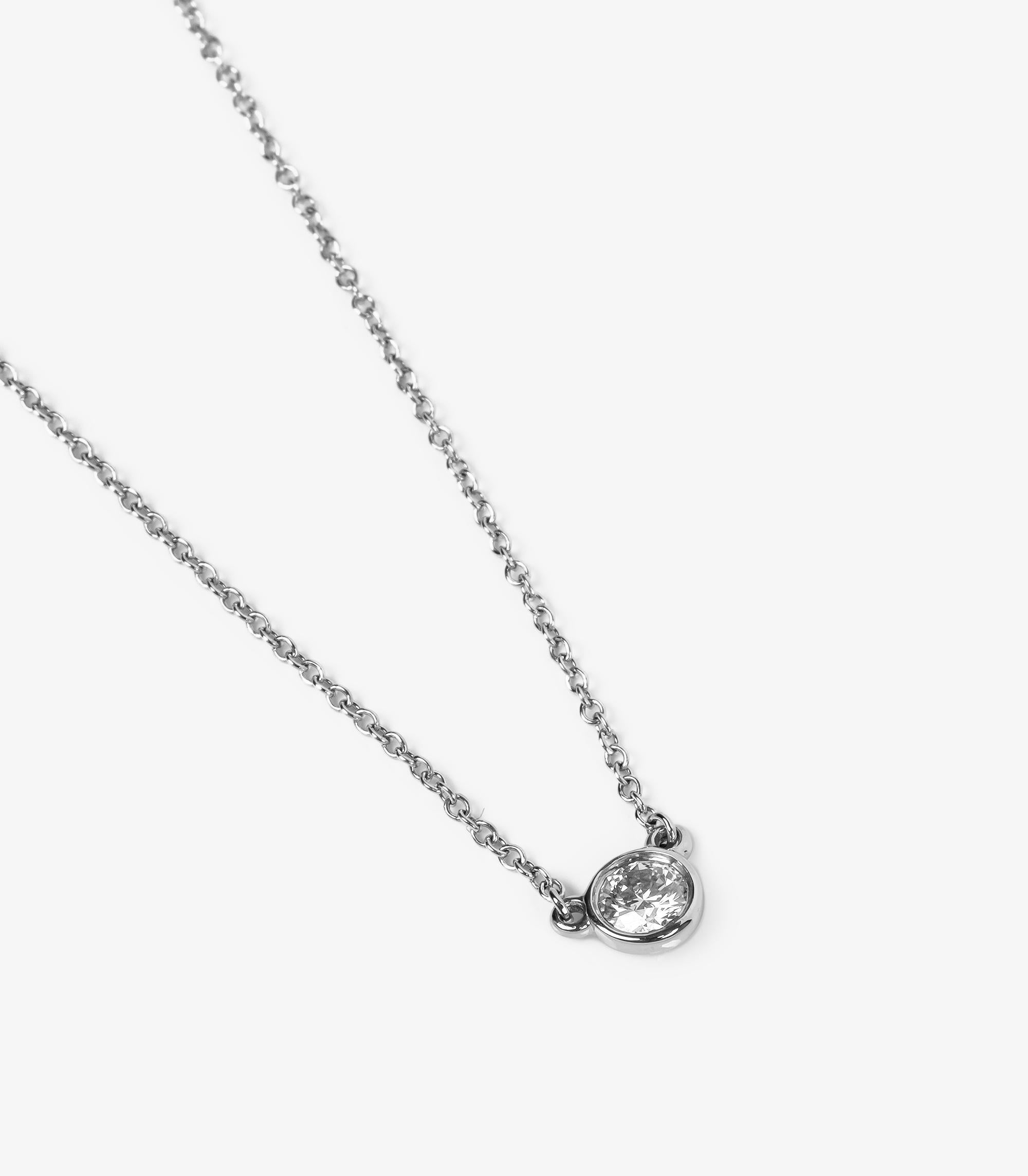 Taille ronde Tiffany & Co. Pendentif diamant unique en platine Elsa Peretti Diamonds by the Yard en vente