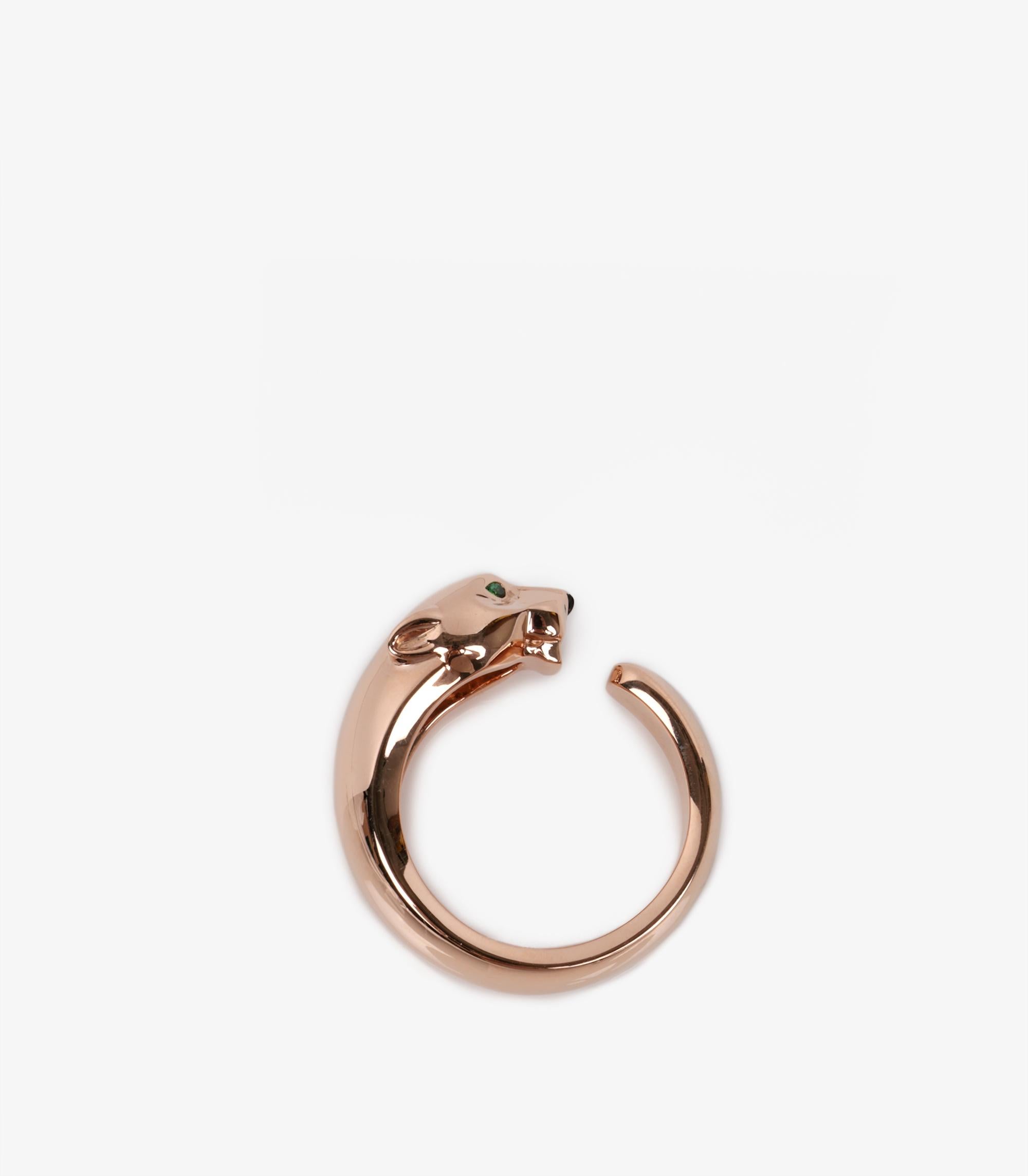 Anello medio Panthere De Cartier in oro rosa 18ct con onice e granato di tsavorite In condizioni ottime in vendita a Bishop's Stortford, Hertfordshire