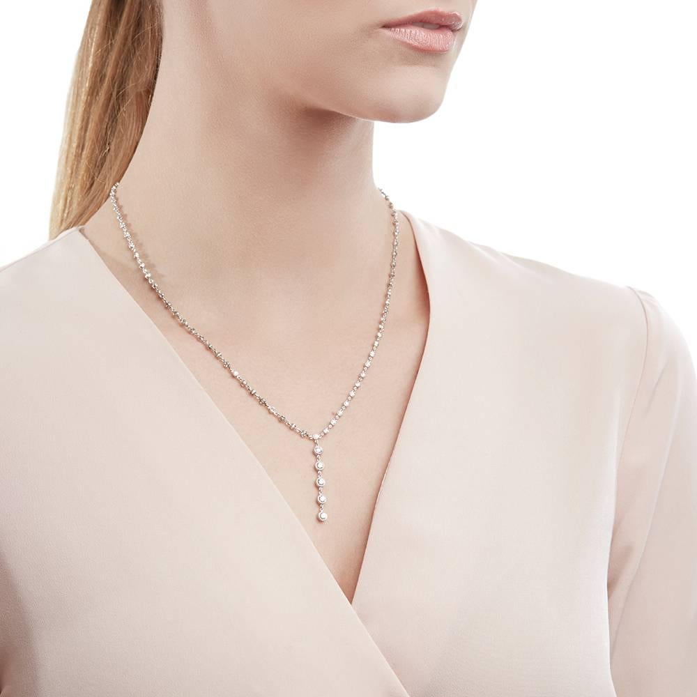Tiffany & Co. Platinum 2.00 Carat Round Cut Diamond Jazz T-Drop Necklace 3