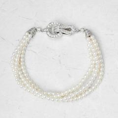 Cartier Zuchtperlen Diamant Gold Agrafe Armband