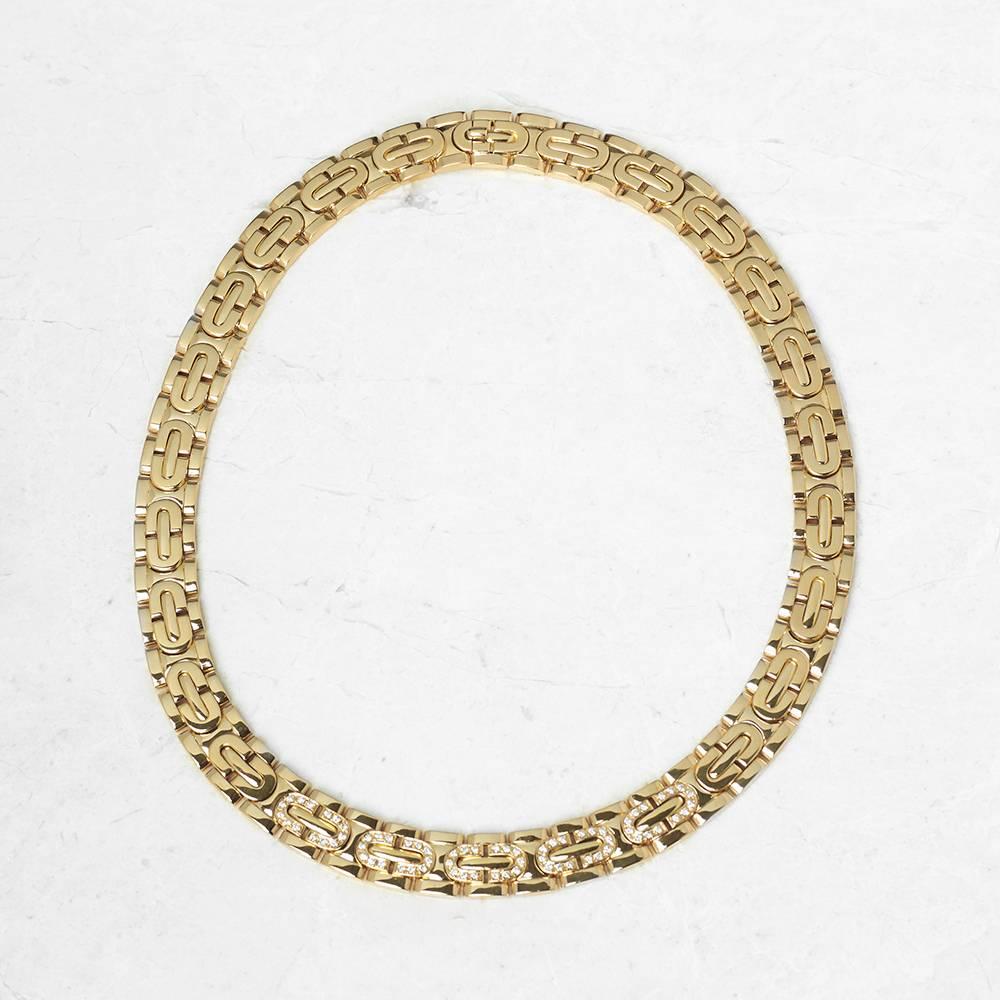 Cartier 18 Karat Yellow Gold Diamond Oval Link Collar Maillon Necklace  2