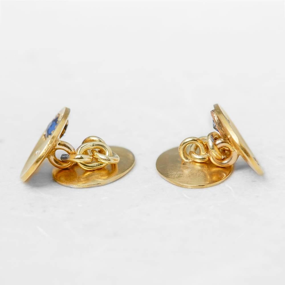 Tiffany & Co. Retro Sapphire Diamond Gold Cufflinks 1