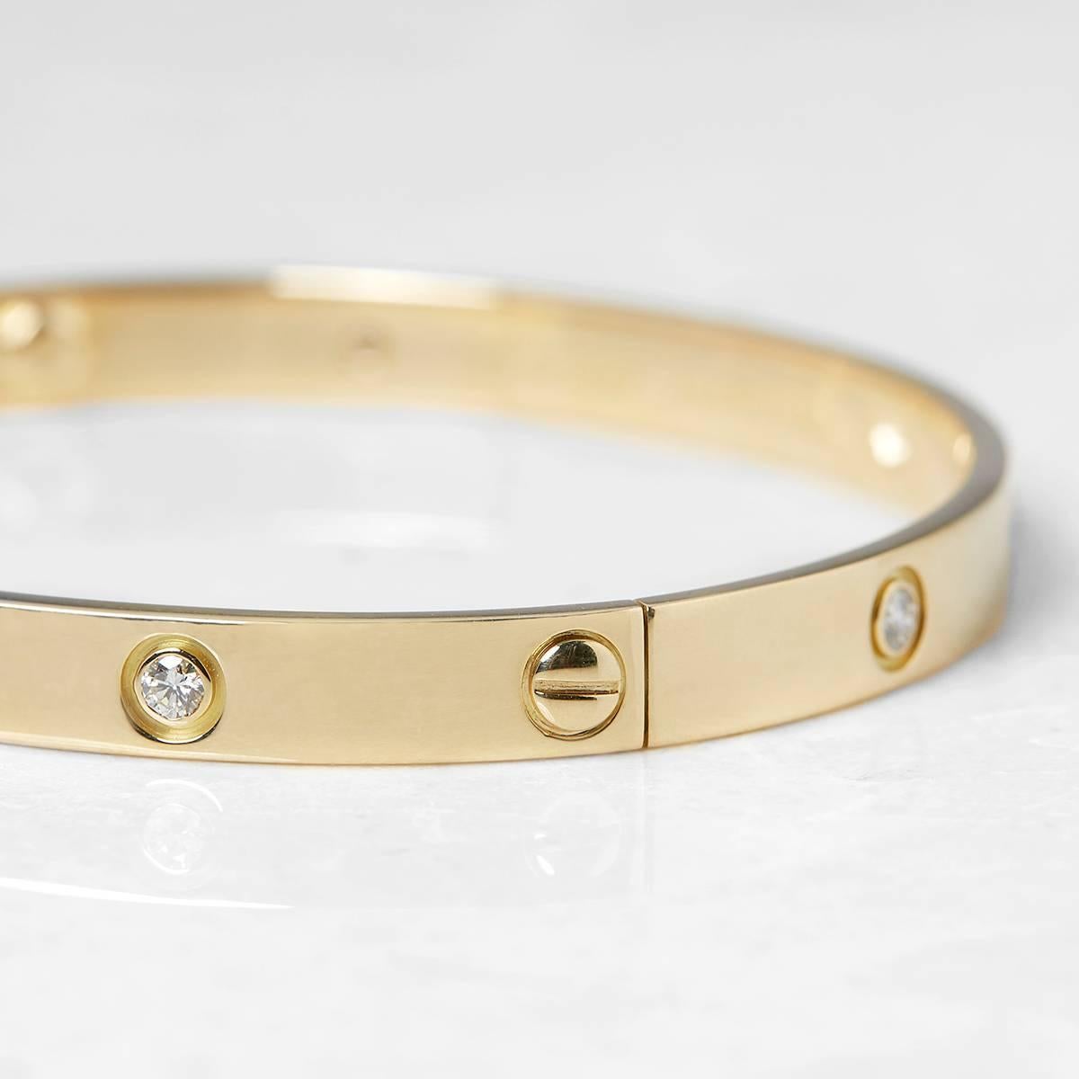 Cartier Six-Diamond Yellow Gold Love Bangle In Excellent Condition In Bishop's Stortford, Hertfordshire