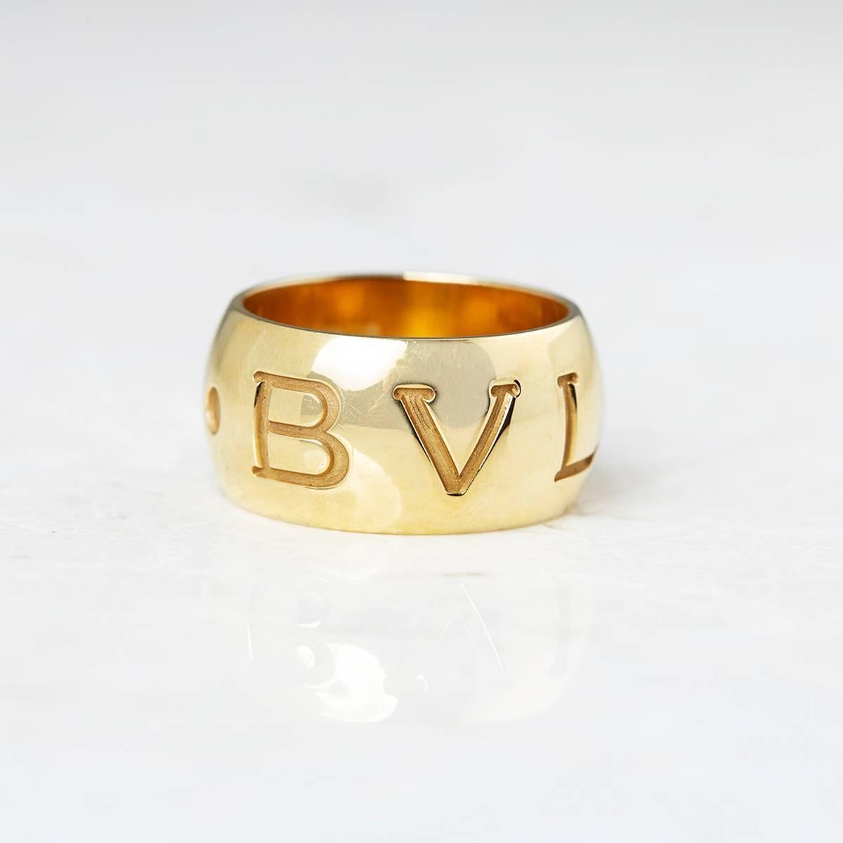 Xupes Code: J121
Brand: Bulgari
Description: 18k Yellow Gold Monologo Ring
Accompanied With: Box Only
Gender: Ladies
UK Ring Size: L
EU Ring Size: 52
US Ring Size: 6
Resizing Possible?: NO
Band Width: 1cm
Condition: 9
Material: Yellow Gold
Total