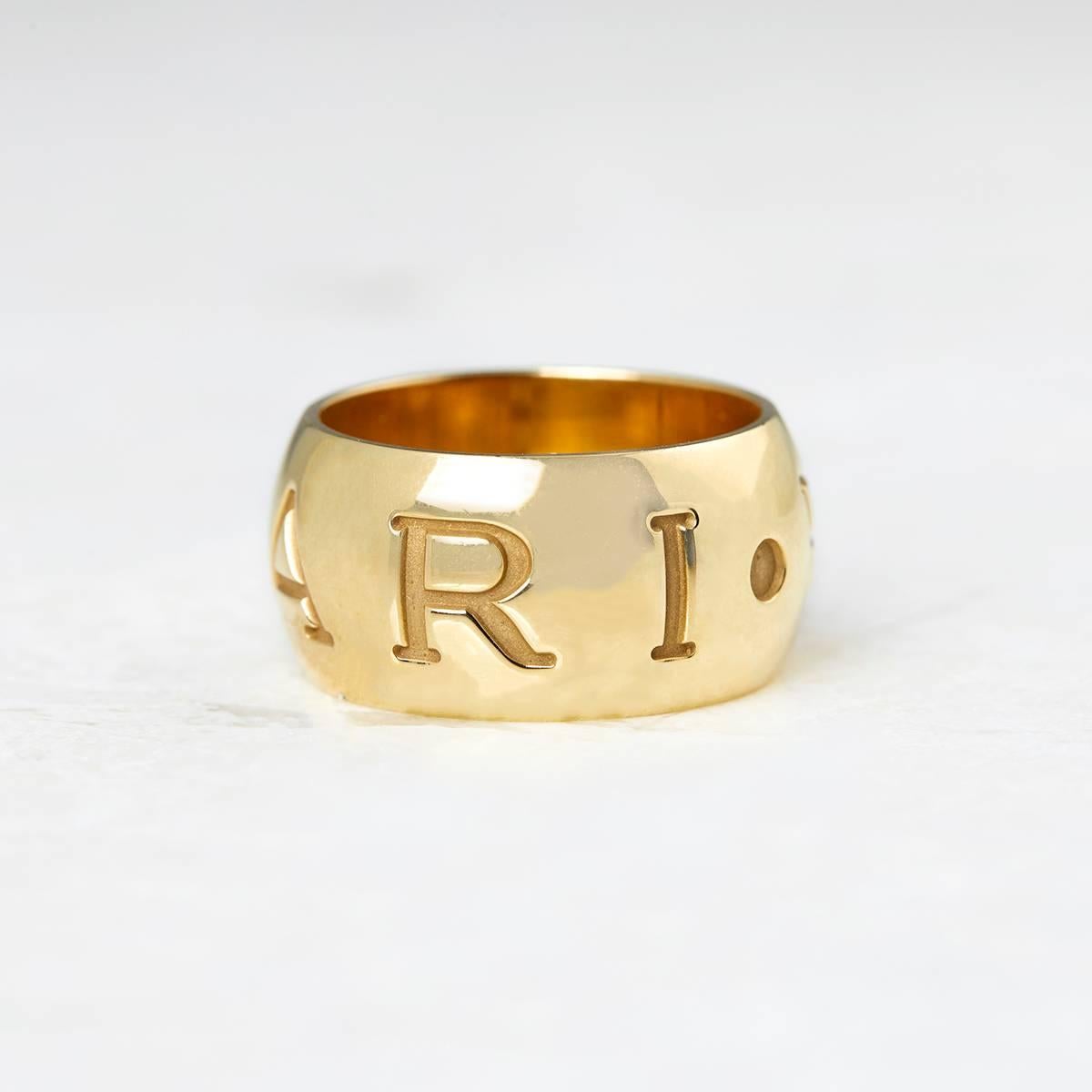 Bulgari 18 Karat Yellow Gold Monologo Ring In Excellent Condition In Bishop's Stortford, Hertfordshire