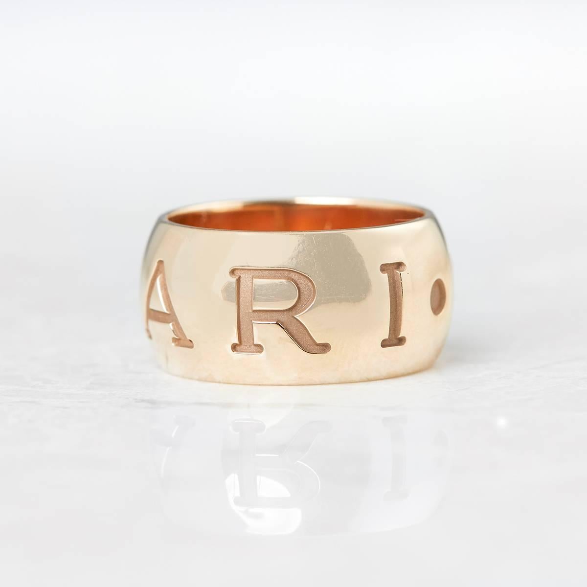 Bulgari Rose Gold Monologo Ring In Excellent Condition In Bishop's Stortford, Hertfordshire