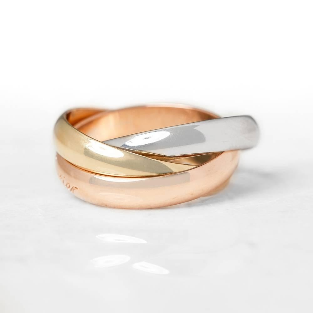 Cartier Yellow White Rose Gold Trinity Ring In Good Condition In Bishop's Stortford, Hertfordshire