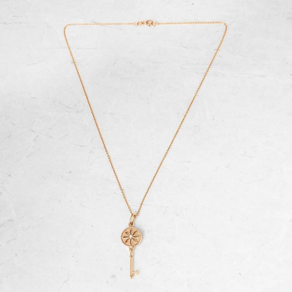 Tiffany & Co. Rose Gold Key Pendant Necklace In Excellent Condition In Bishop's Stortford, Hertfordshire