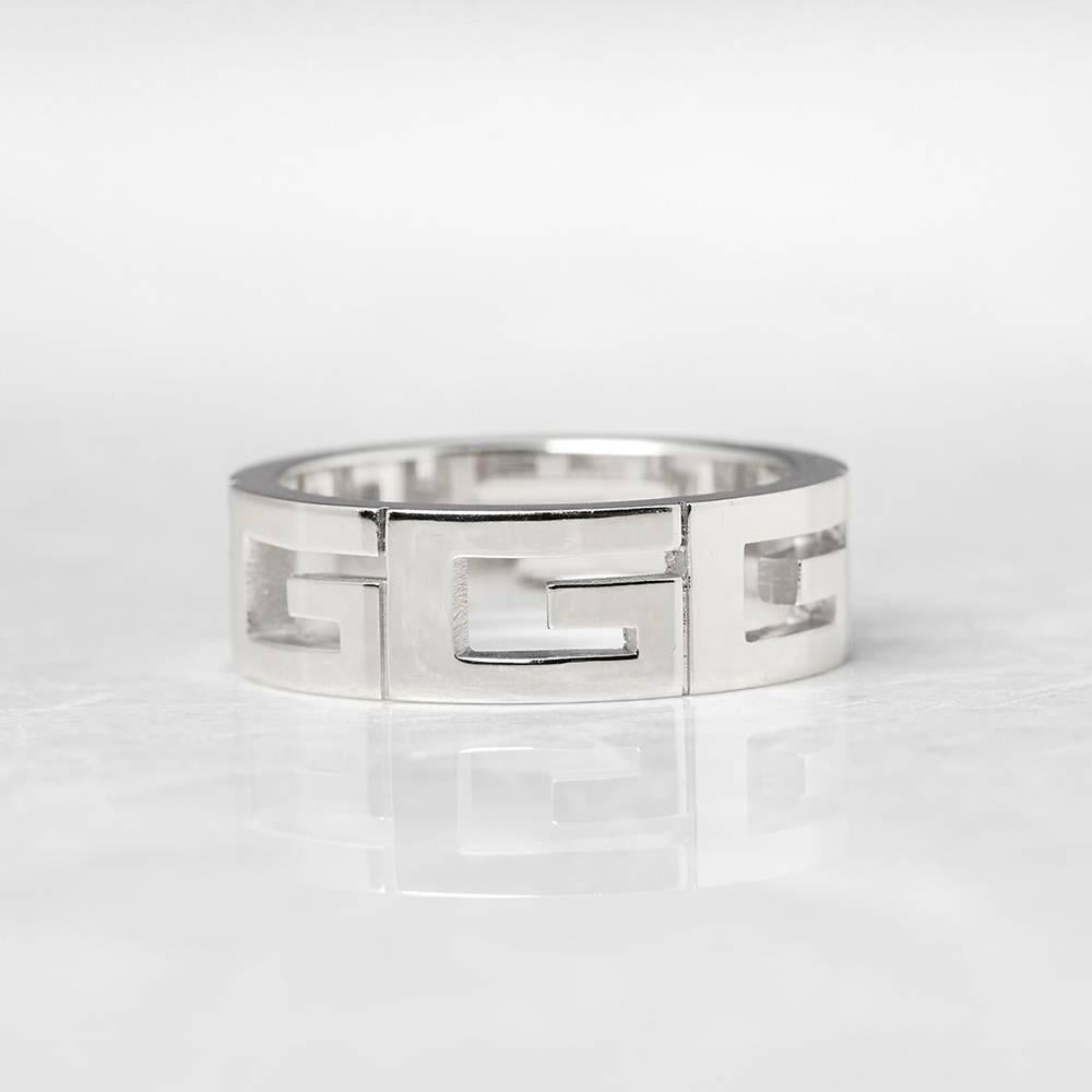 Women's or Men's Gucci White Gold Logo Ring