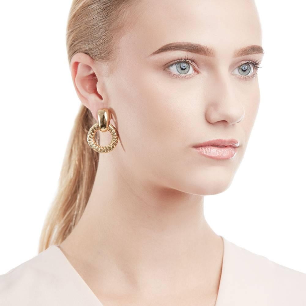 Tiffany & Co. 18 Karat Yellow Gold Woven Hoop Vintage Clip-On Earrings 2