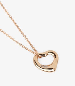 Tiffany & Co. 18ct Rose Gold 11mm 3 Diamond Elsa Peretti Open Heart Pendant