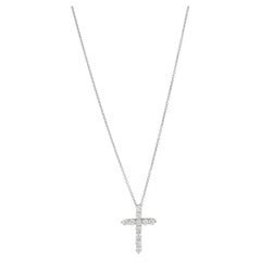 Tiffany & Co. 0.50ct Brilliant Cut Diamond Platinum Small Cross Pendant