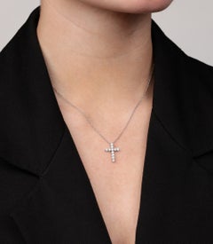 Tiffany & Co. 0.50ct Brilliant Cut Diamond Platinum Small Cross Pendant