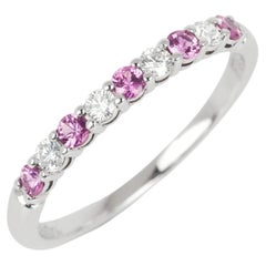 Tiffany & Co. Pink Sapphire Diamond Platinum Half Eternity Ring