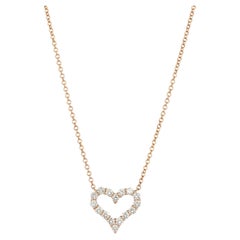 Tiffany 0.25ct Round Brilliant Cut Diamond 18ct Rose Tiffany Hearts Mini Pendant
