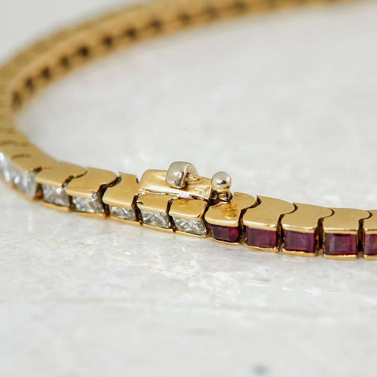Women's Ruby Diamond Yellow Gold Bracelet