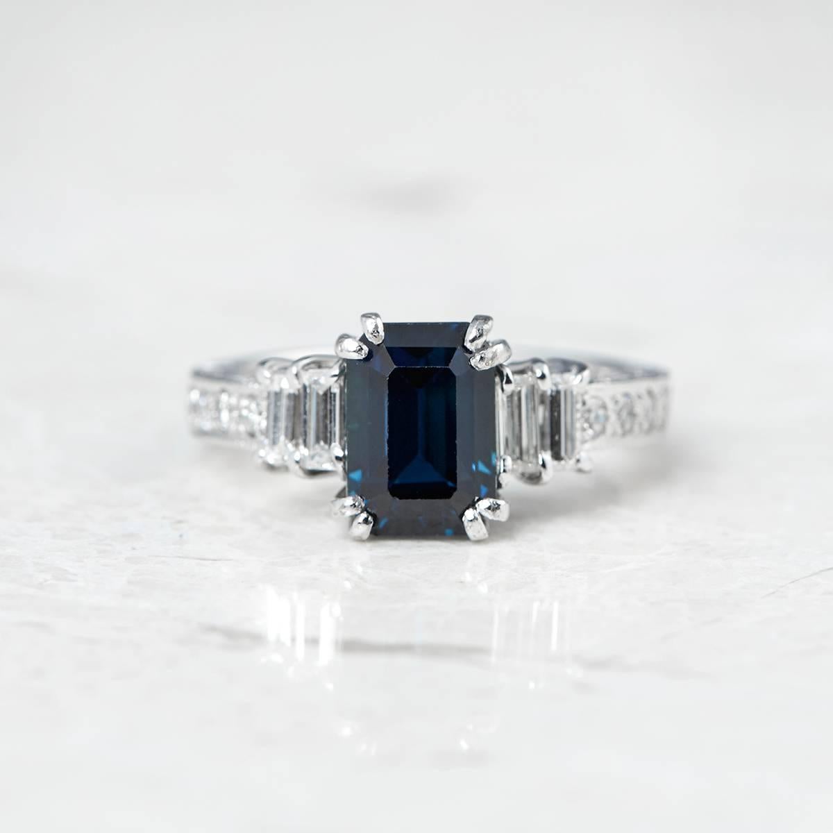 18 Karat White Gold GIA Certified Sapphire Diamond Engagement Ring In Excellent Condition In Bishop's Stortford, Hertfordshire