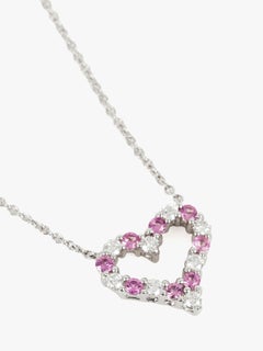 Tiffany Round Brilliant Cut Diamond & Sapphire Tiffany Hearts Mini Pendant