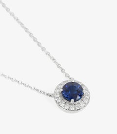 Tiffany & Co. Round Brilliant Cut Blue Sapphire Diamond Platinum Soleste Pendant