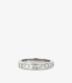Tiffany & Co. Princess Cut Diamond Platinum Half Eternity Ring - Size: US 5 3/4