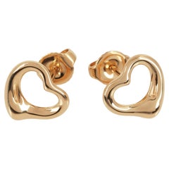 Tiffany & Co. 18ct Yellow Gold 11mm Open Heart Stud Earrings