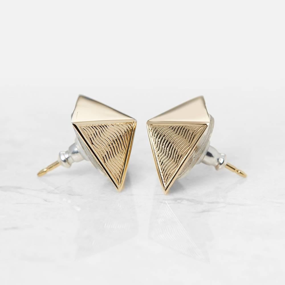 Women's Van Cleef & Arpels 18 Karat Yellow Gold Pyramid Design Stud Earrings 