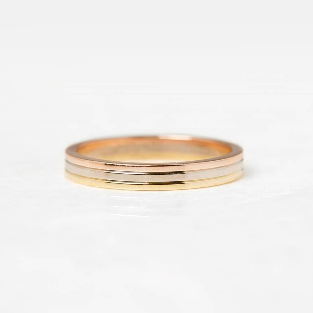 Cariter Yellow White Rose Gold Trinity Band Ring In Good Condition In Bishop's Stortford, Hertfordshire