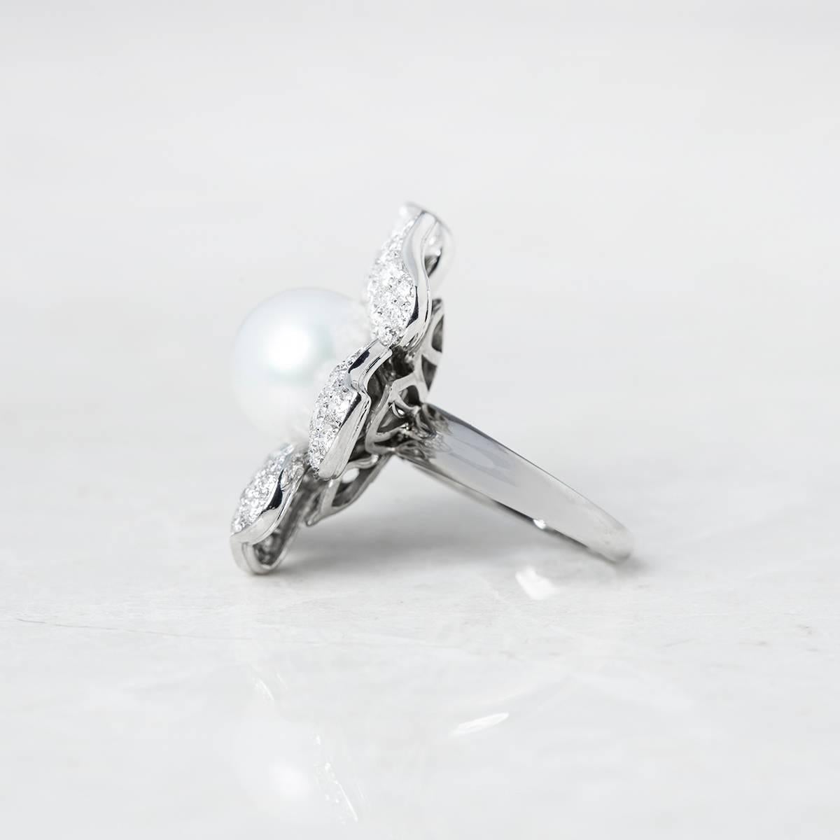 pearl and diamond flower ring