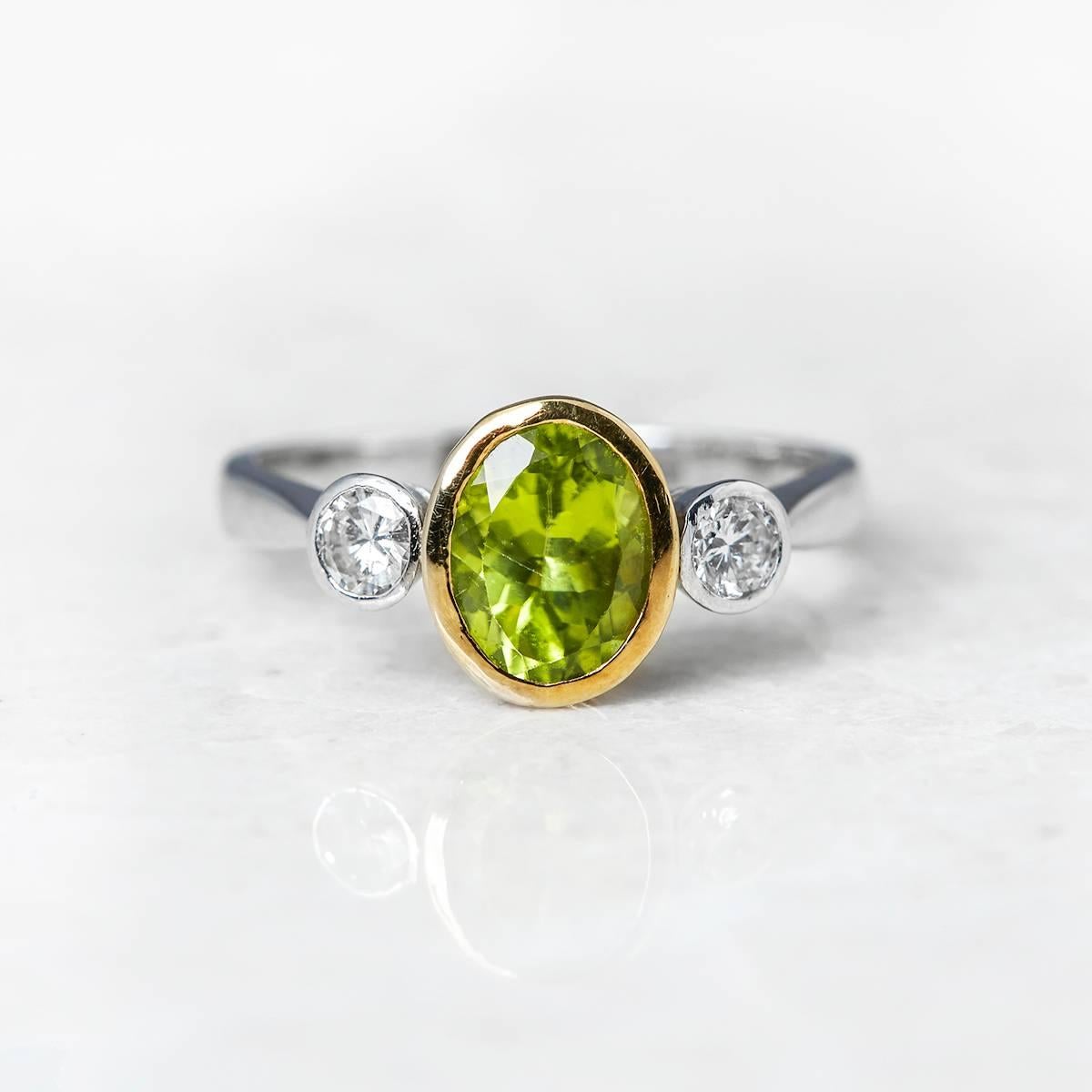 Code: COM318
Description: 18k White & Yellow Gold 1.25ct Peridot & 0.40ct Diamond Ring
Accompanied With: Papers & Presentation Box
Gender: Ladies
UK Ring Size: M
EU Ring Size: 52 1/2
US Ring Size: 6 1/4
Resizing Possible?: YES
Band Width: