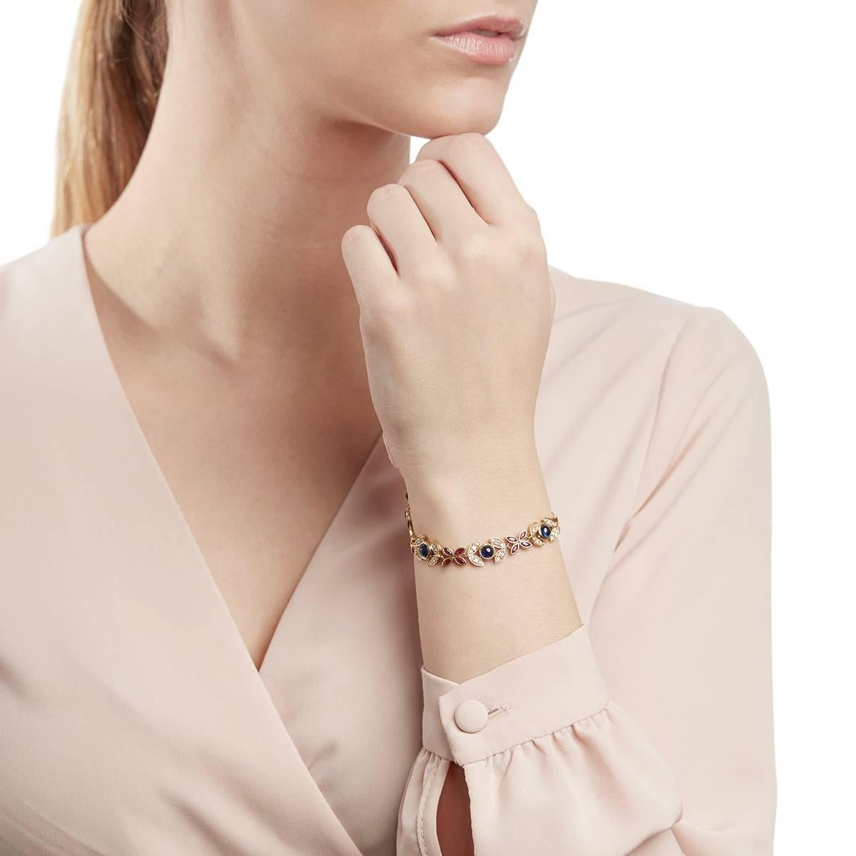 Fasoli 18 Karat Yellow Gold Sapphire Ruby Diamond Bracelet 5