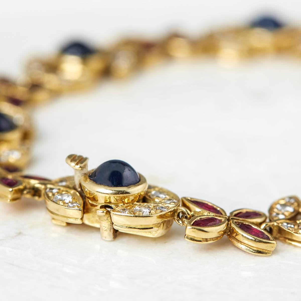 Fasoli 18 Karat Yellow Gold Sapphire Ruby Diamond Bracelet 1