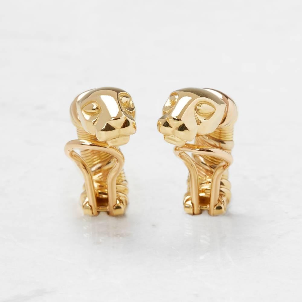 Cartier 18 Karat Yellow Gold Panthère Clip-On Earrings In Excellent Condition In Bishop's Stortford, Hertfordshire