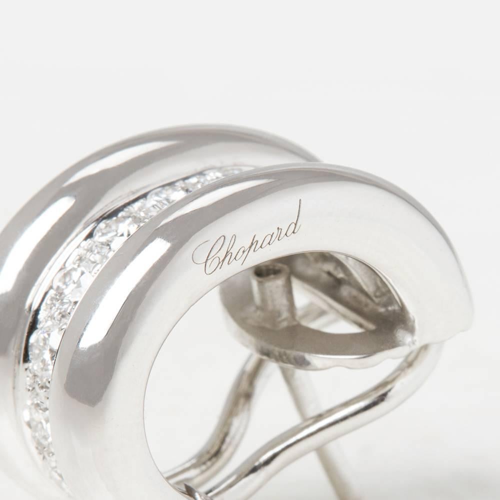 Chopard 18 Karat White Gold Diamond La Strada Clip-On Earrings  2