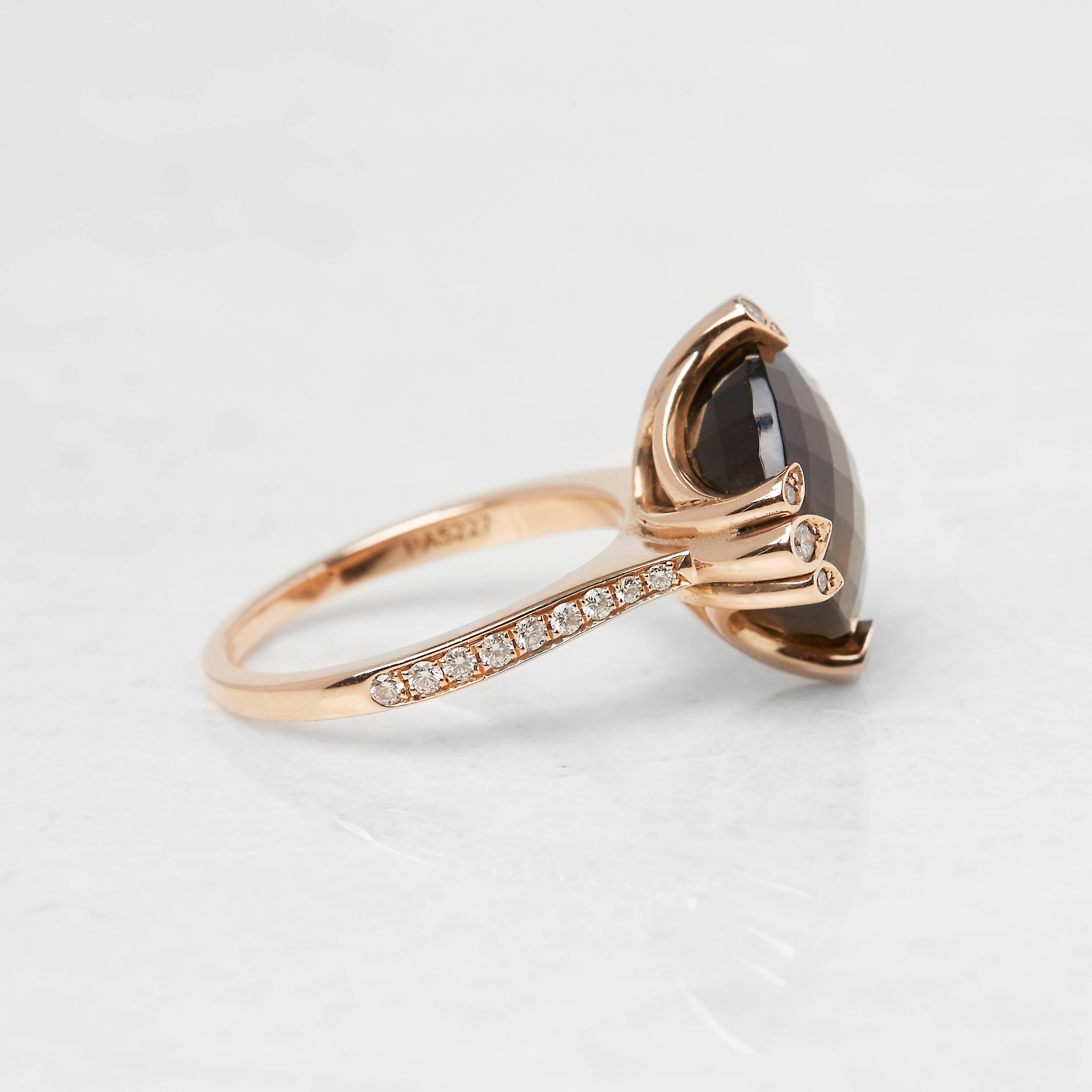 Cartier 18 Karat Rose Gold Smoky Quartz & Dimaond Lotus Cocktail Ring In Excellent Condition In Bishop's Stortford, Hertfordshire